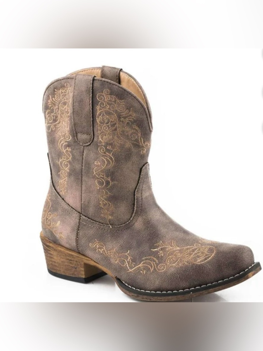Roper Riley Scroll Ankle Boot in Brown with Embroidery size 6,5 BNWT